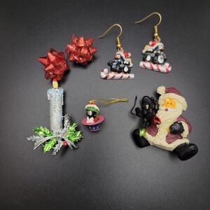 Festive Santa and Holiday Charms Jewelry Set - Red, White, Green